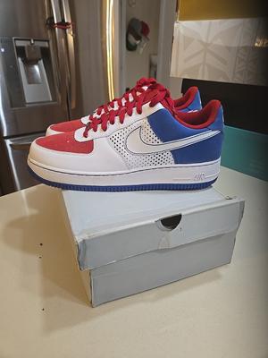 Nike Air Force 1 '07 White Varsity Royal Red Fleur De Lis BRAND NEW 07
