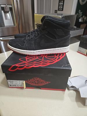 Air Jordan 1 Nouveau Mid Black Red 629151-001 2014 SUPER RARE JORDAN 1