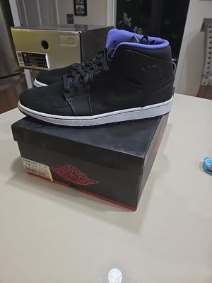 Air Jordan 1 Mid Nouveau Black / Dark Concord 629151-018 2014 RARE!!!