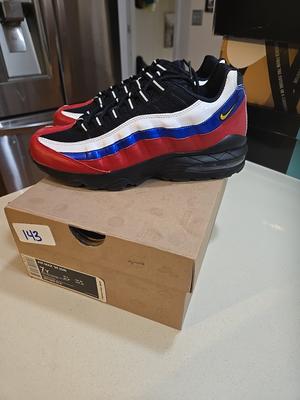 Size 7 GS/7 M/8.5W-Nike Air Max 95 Low Black Varsity Red Noir USA 2008 WEARABLE